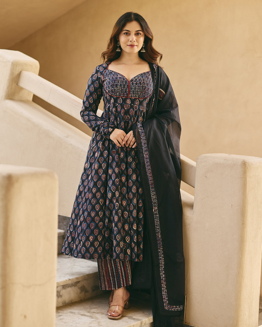 Vera Black Cotton Printed Suit Set