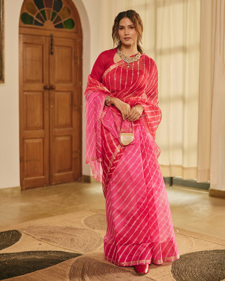 Vastram Red Doria Leheriya Saree