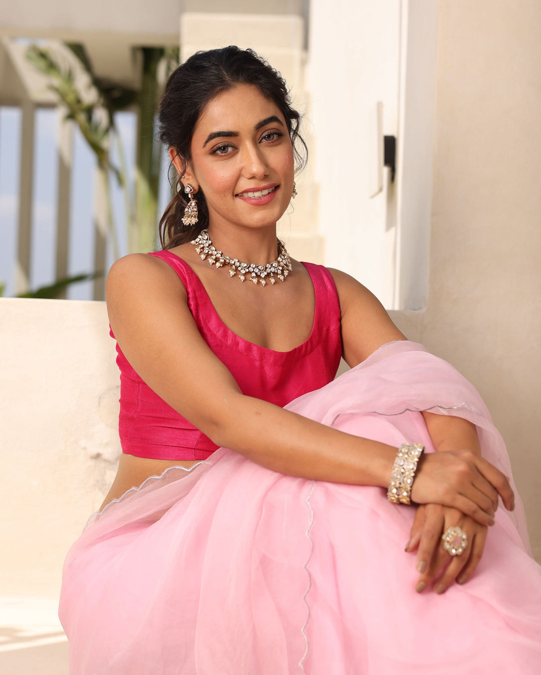 Afsana Pink Silk Blouse
