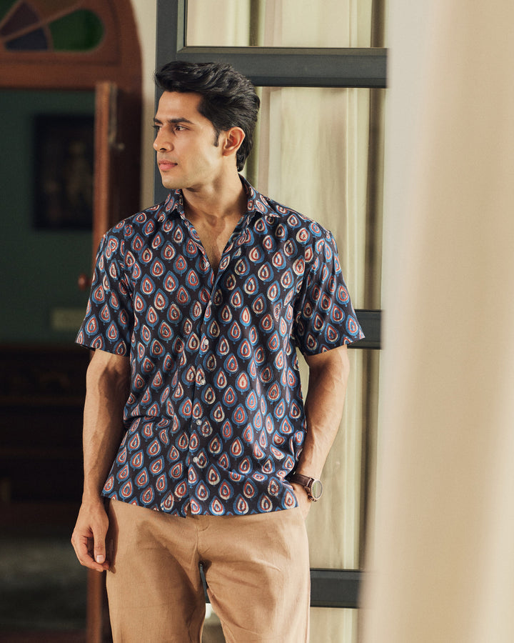 Abeer Black Printed Cotton Shirt