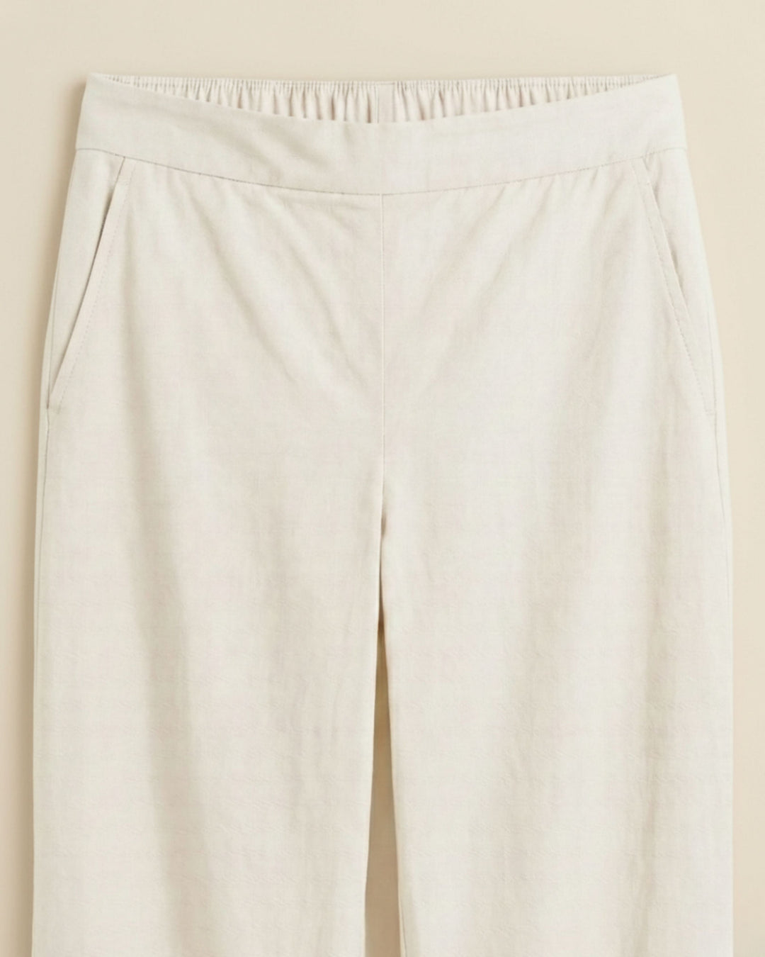Kriya Off White Cotton Solid Straight Pants