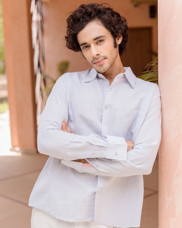 Caelix Blue Cotton Flex Solid Shirt