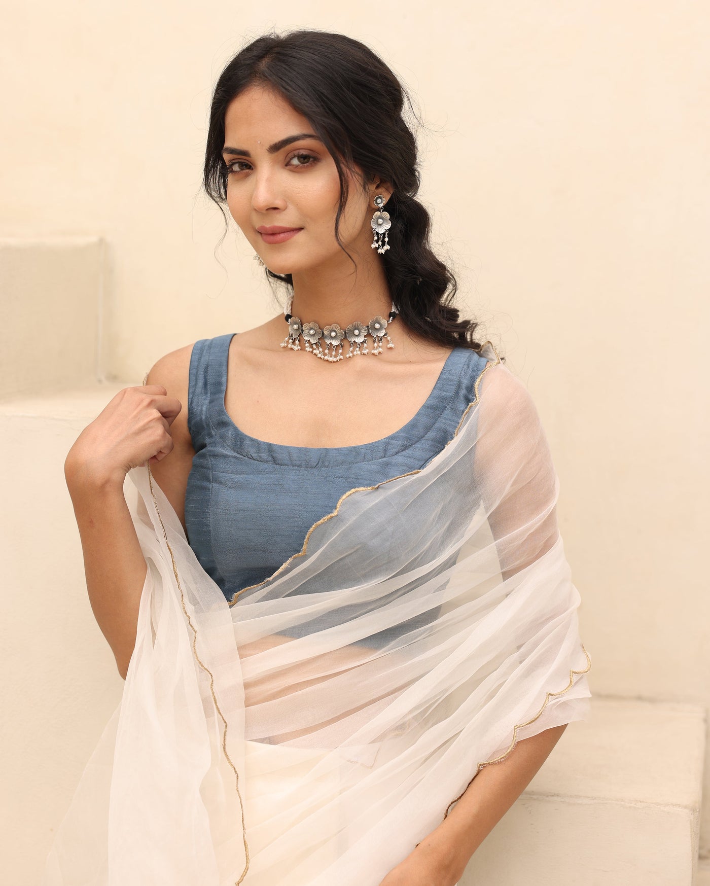 Anika Grey Silk Blouse