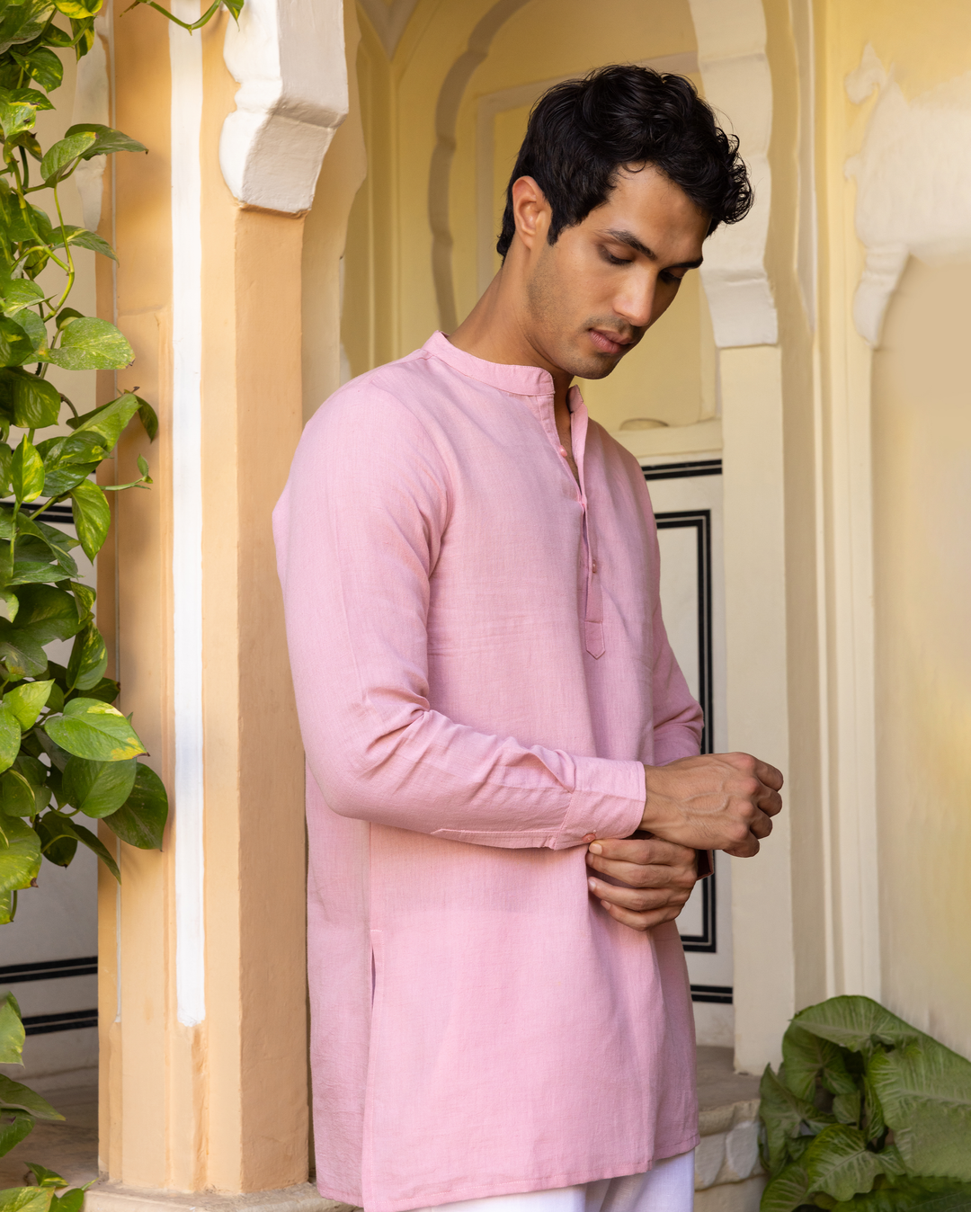 Neel Nude Pink Solid Cotton Flex Kurta