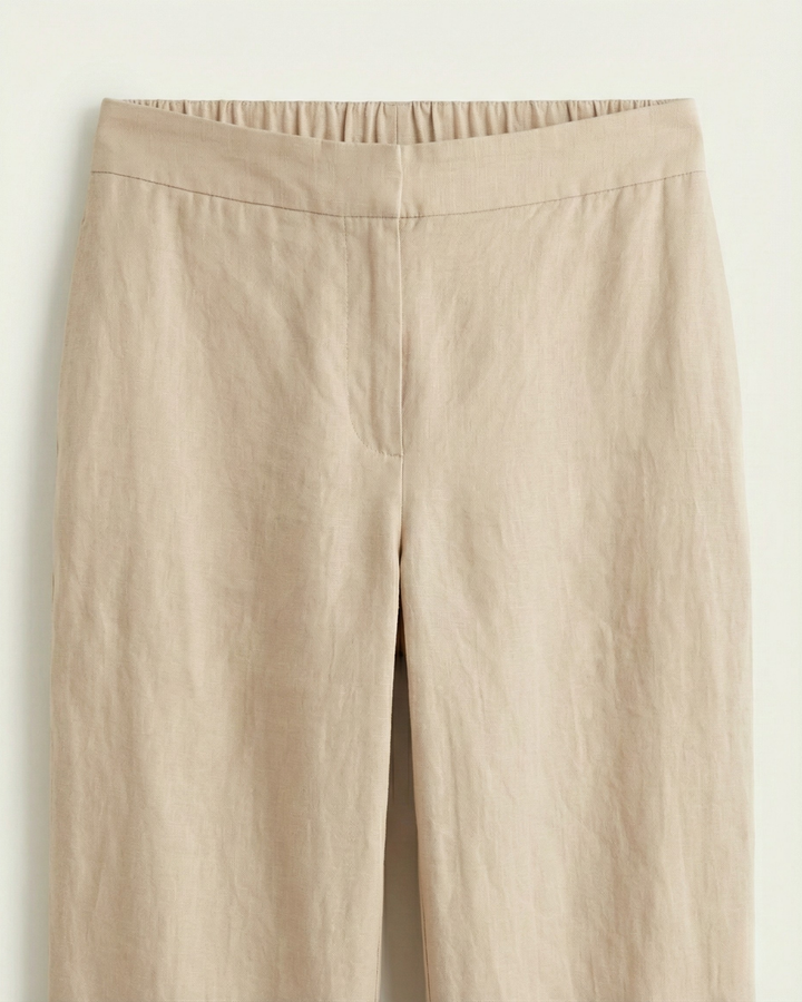 Leeya Beige Linen Straight Pants