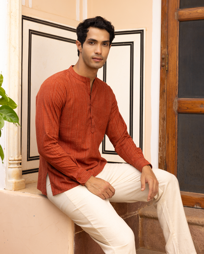 Shaurya Black Solid Linen Kurta