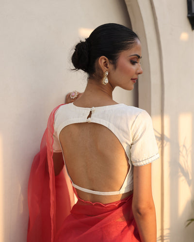 Tara White Chanderi Gotapatti Blouse