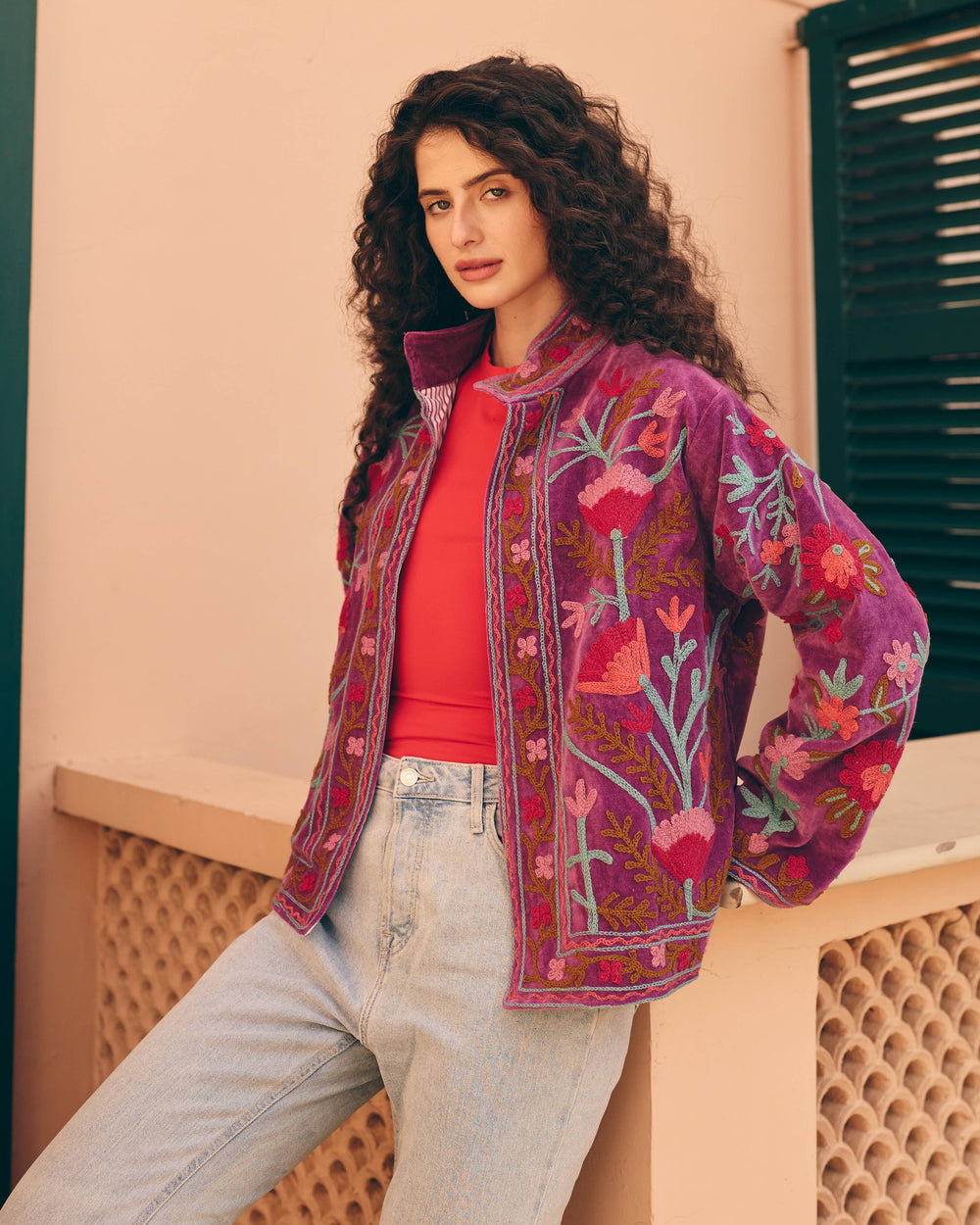 Liloura Purple Velvet Suzani Jacket