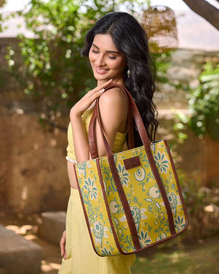 Sunflower Trails Yellow Tote Bag