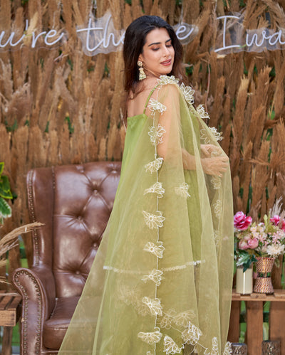 Zain Sage Green Solid Silk Suit Set