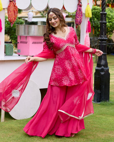 Kanak Pink Bandhani Crepe Suit Set