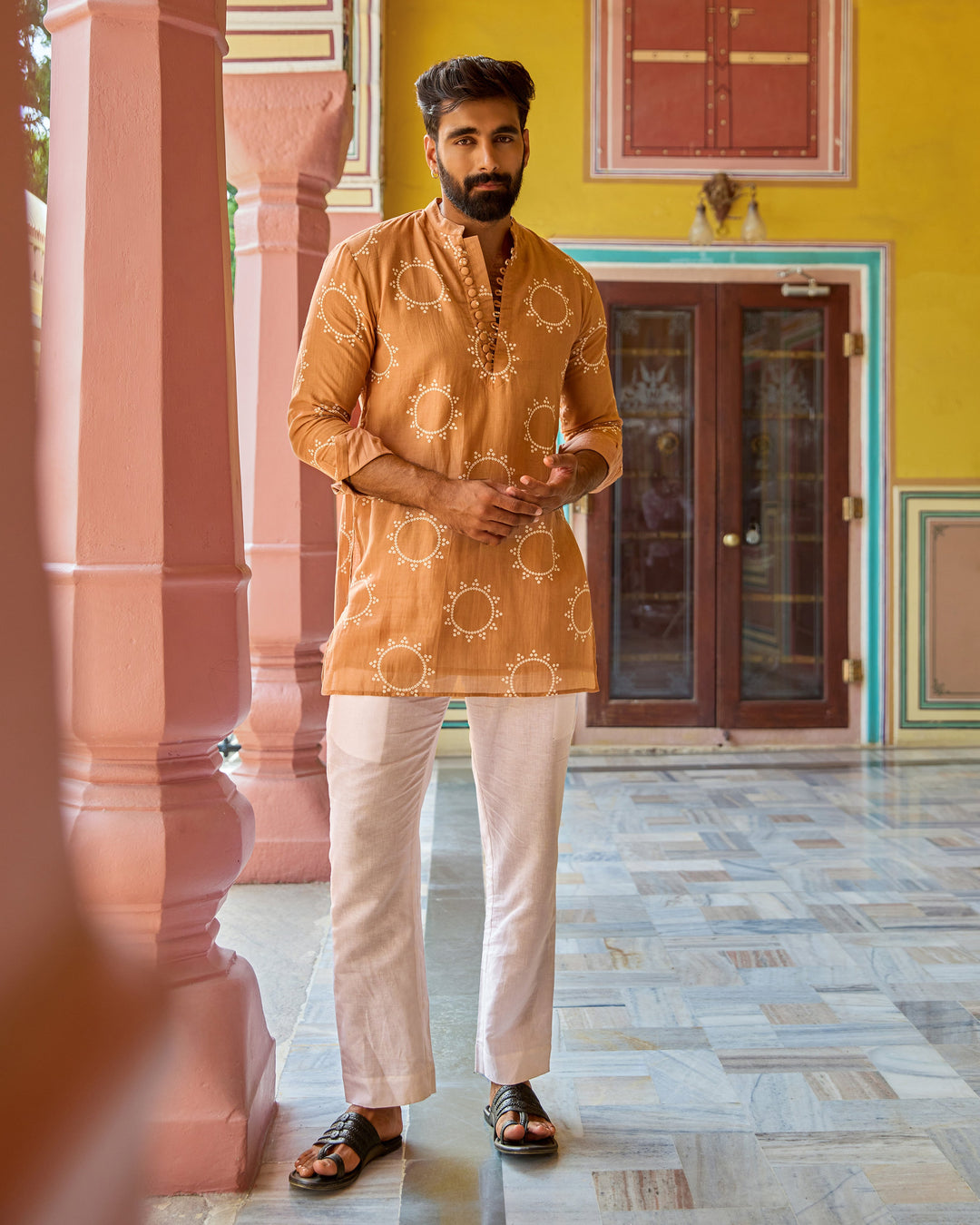 Devraj Brown Bandhani Chanderi Kurta