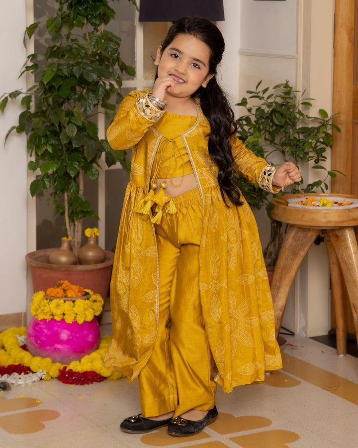 Tara Mustard Bandhani Chanderi Coord Set