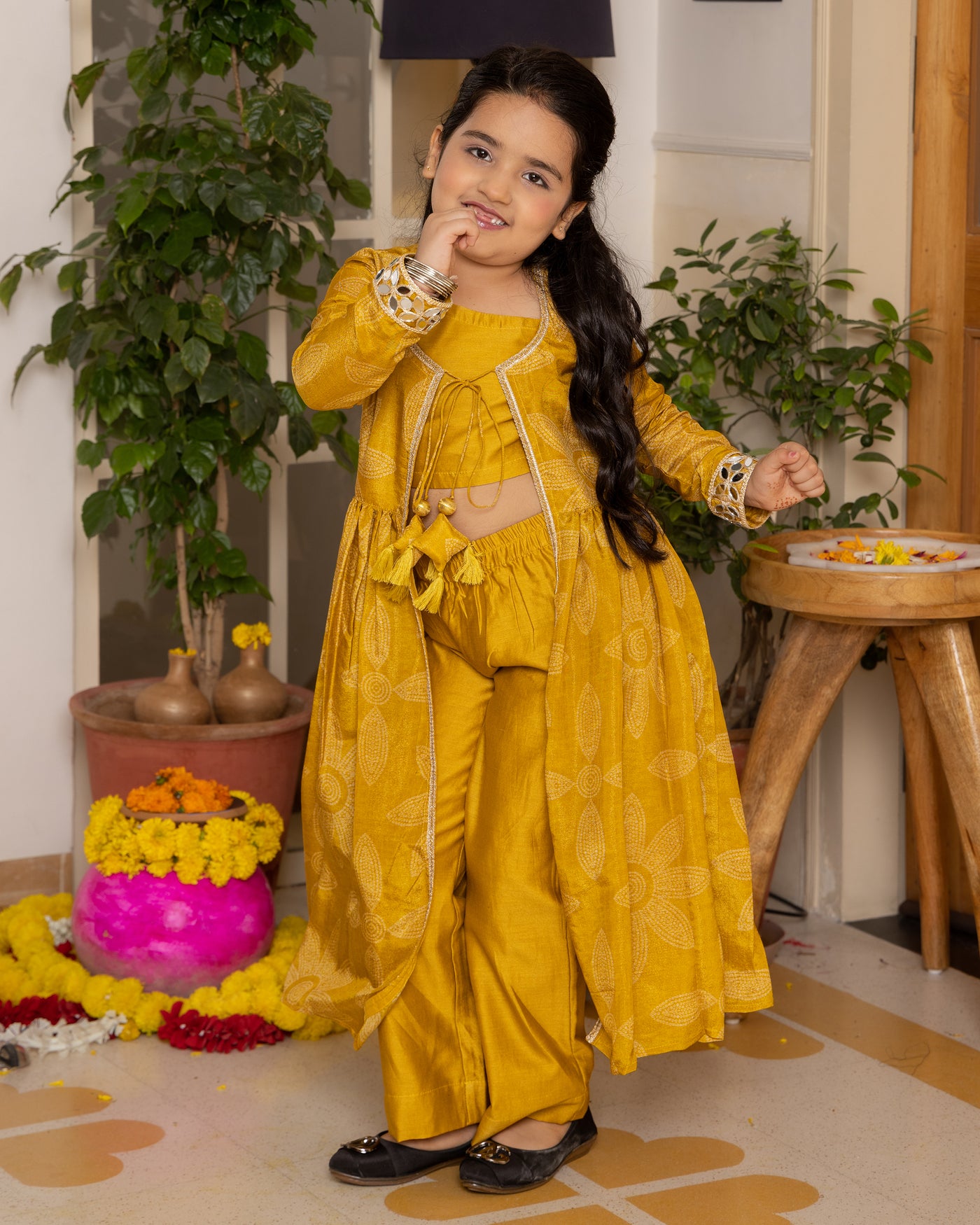 Tara Mustard Bandhani Chanderi Coord Set