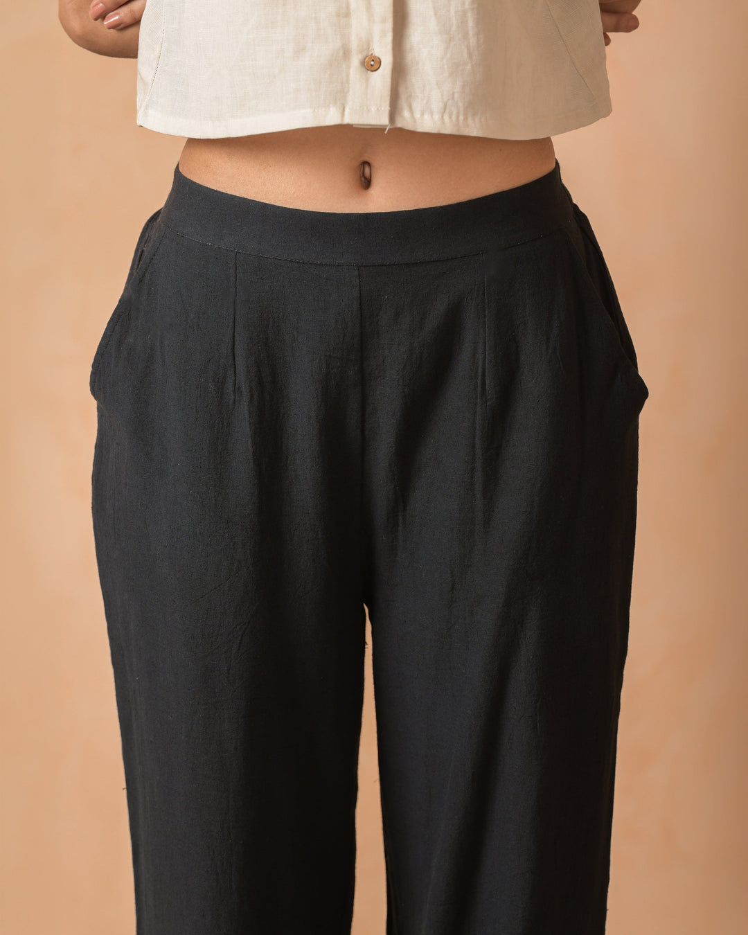 Vanya Black Flex Embroidered Straight Pants
