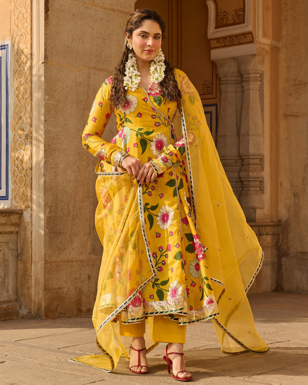 Iltija Yellow Printed Chanderi Suit Set