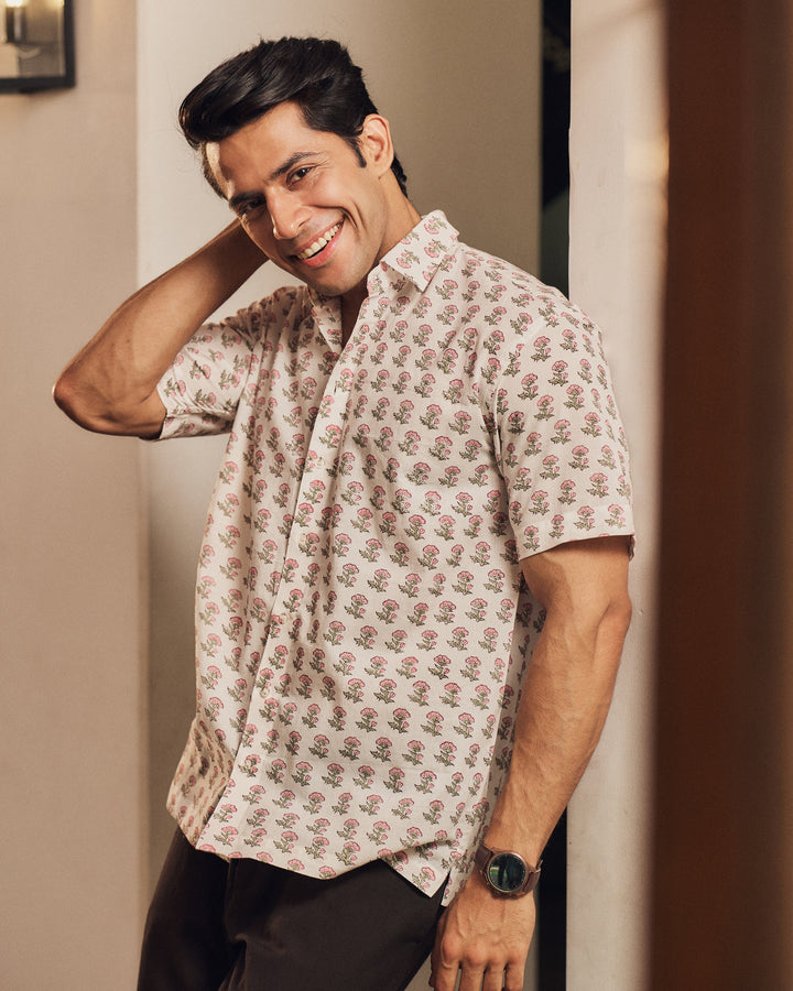 Lakshit White Printed Cotton Shirt