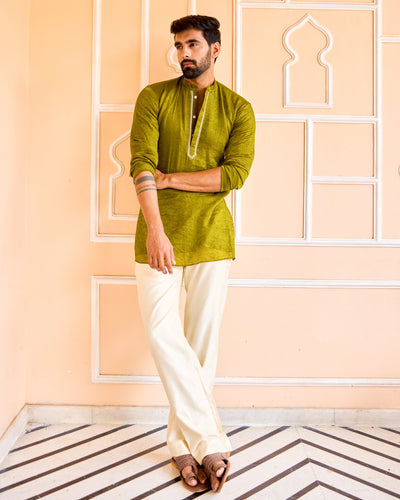 Chandraksh Green Tissue Kurta