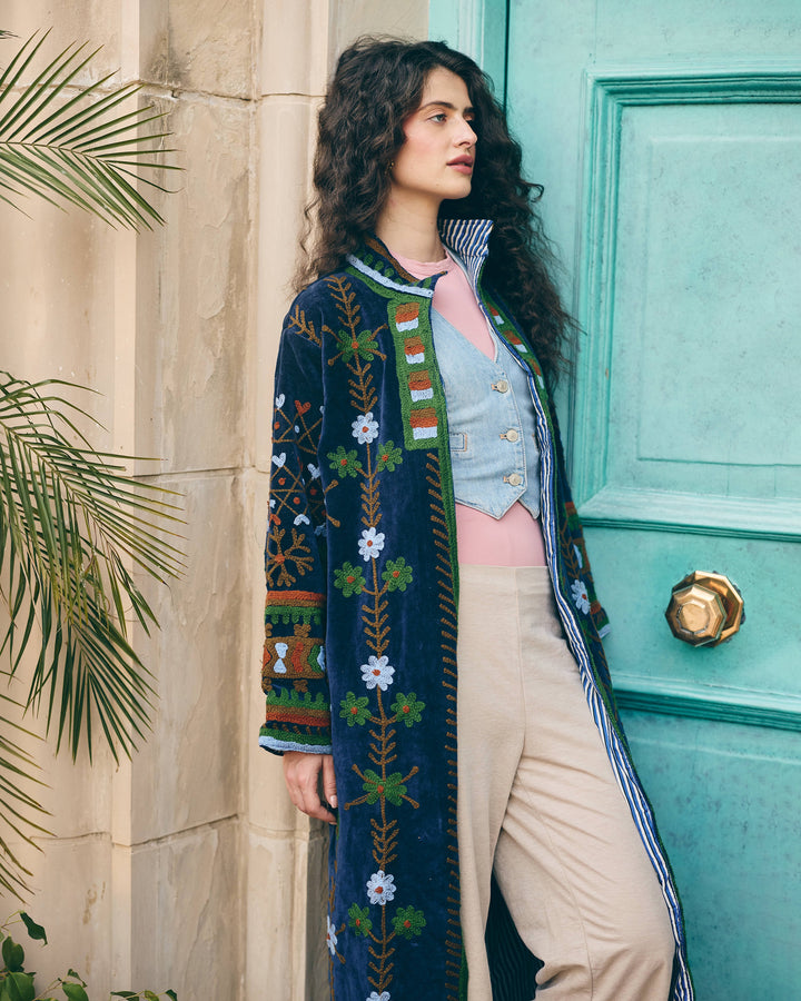 Regalia Navy Velvet Suzani Jacket