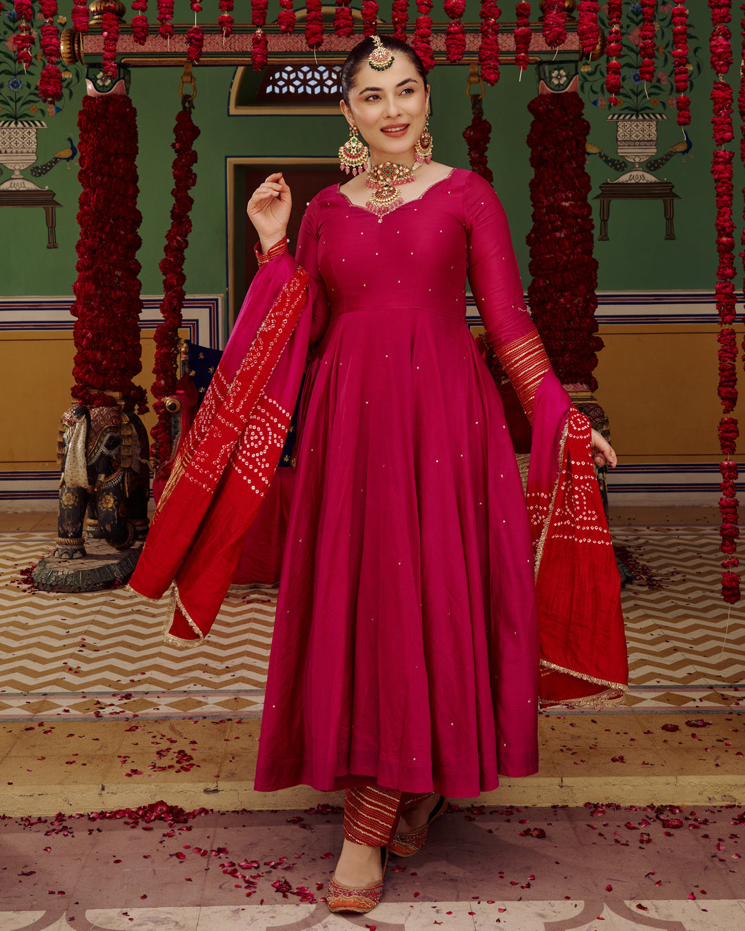 Shagun Pink Embroidered Chanderi Suit Set