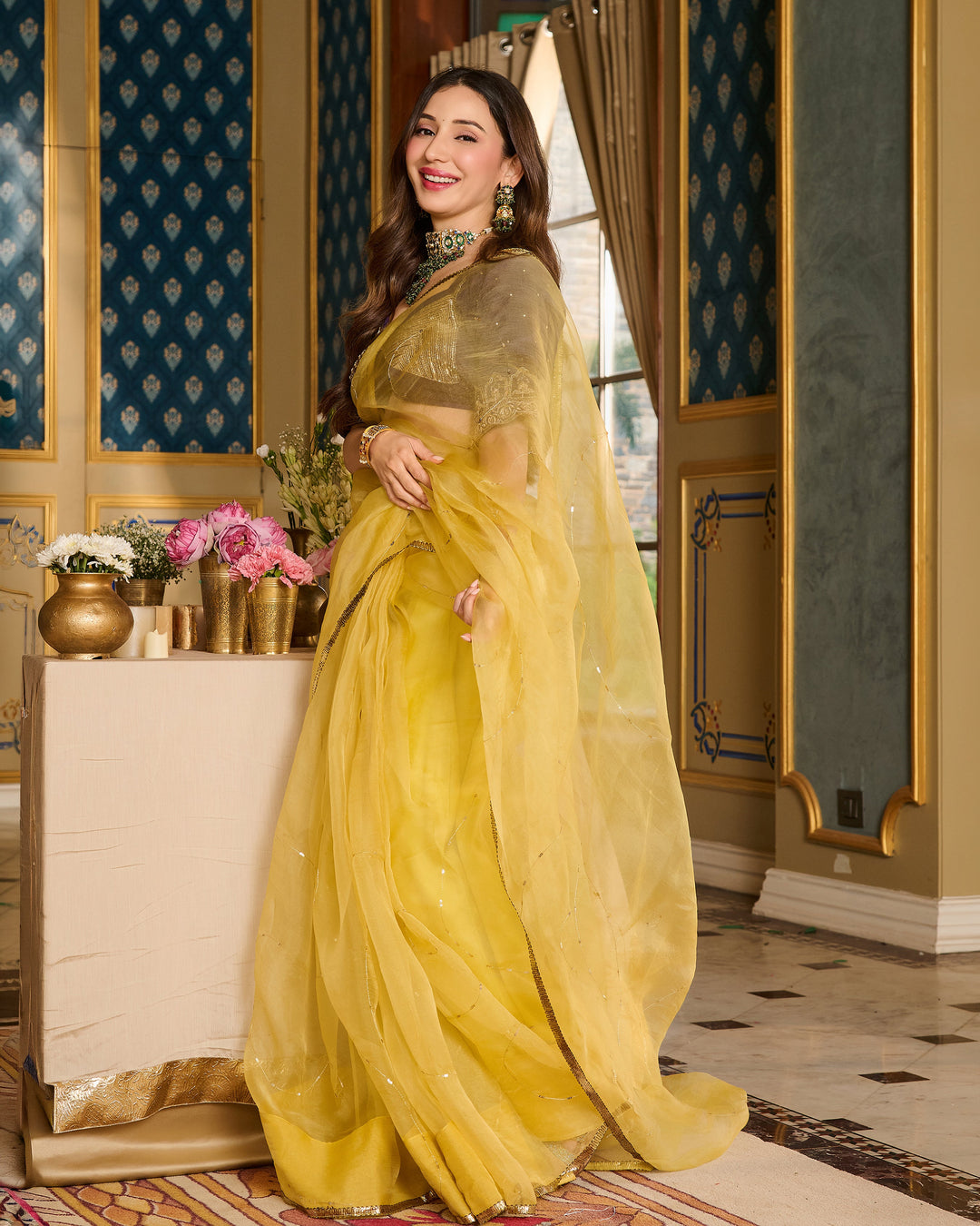 Meher Purple Embroidered Satin Aangi Blouse And Saree
