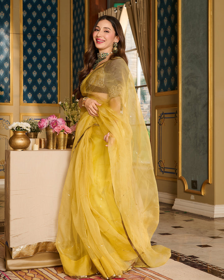 Meher Purple Embroidered Satin Aangi Blouse And Saree