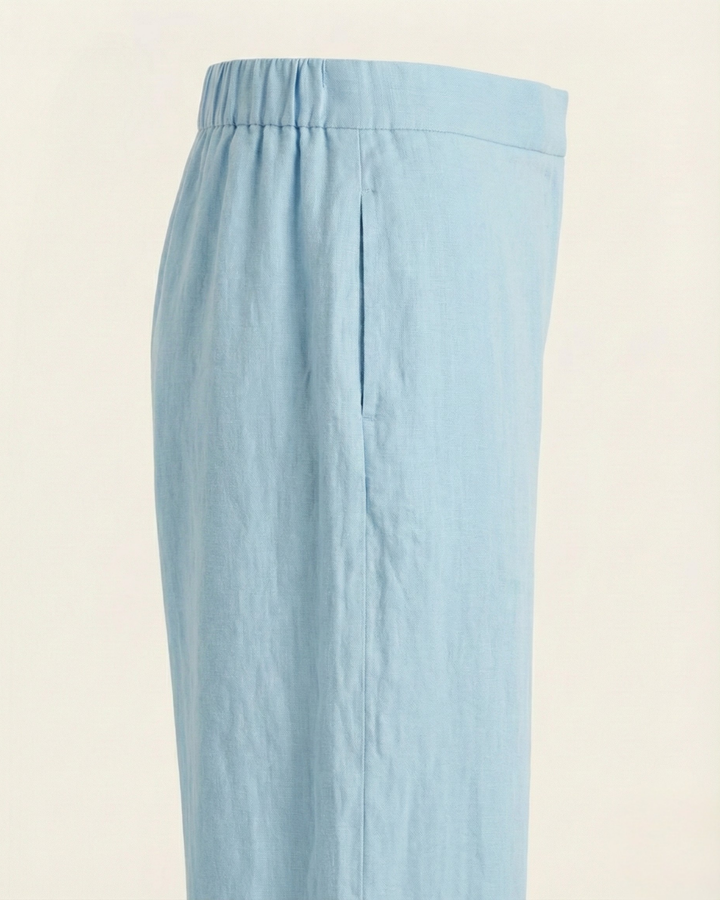 Safa Sky blue Linen Straight Pants