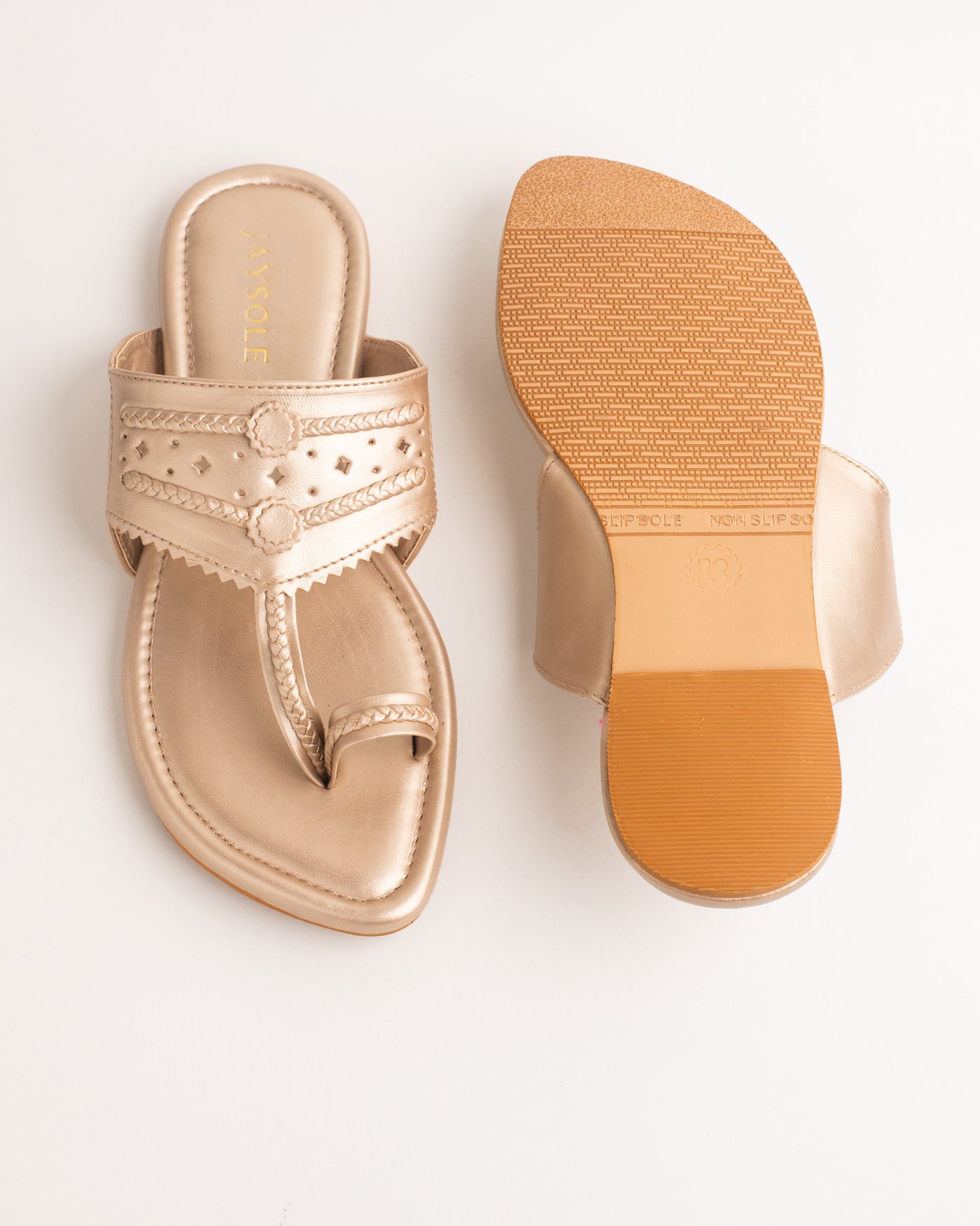 Jashn Rosegold Solid Kolha Flats 