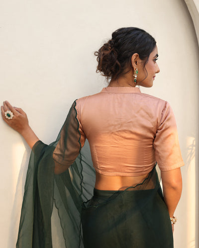 Sharvya Nude Brown Satin Blouse