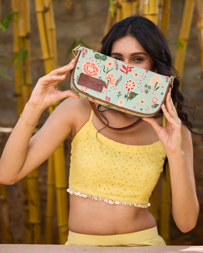Ditsy Green Baguette Bag