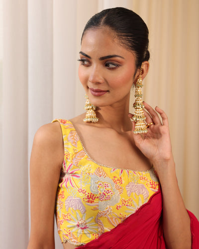 Ishani Yellow Printed Blouse