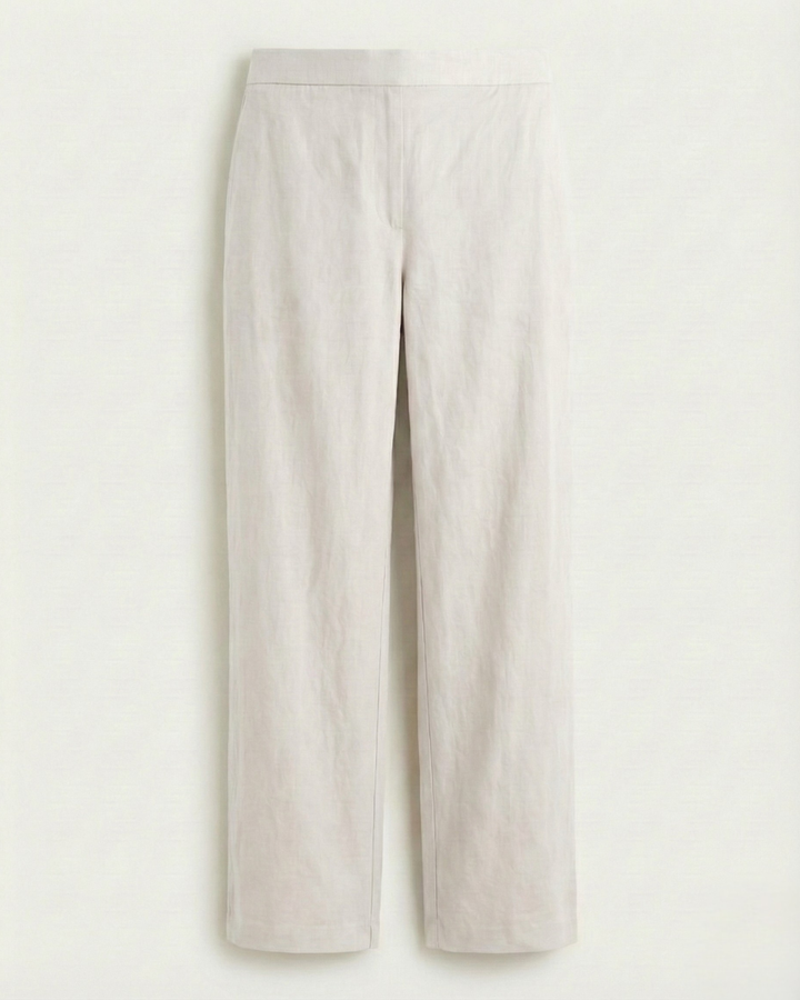 Avena Off White Cotton Flex Straight Pants