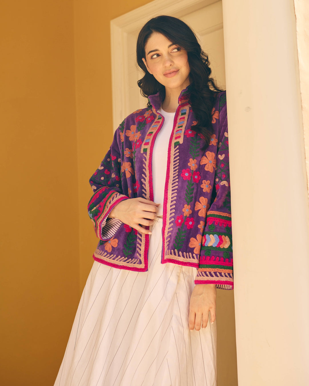 Amorette Purple Velvet Suzani Jacket