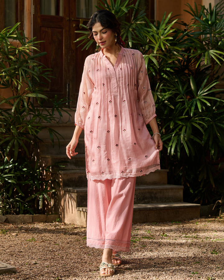 Jade Light Pink Embroidered Doria Kurta Set