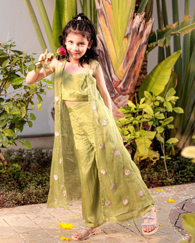 Butterfly Blossom Green Silk Coord Set