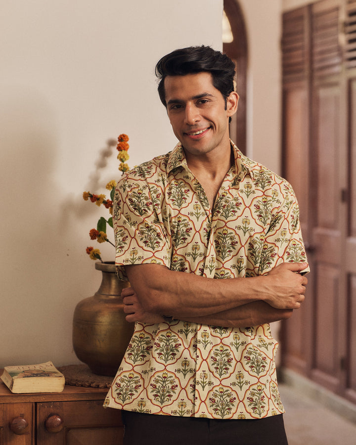 Ruhan Yellow Printed Cotton Shirt