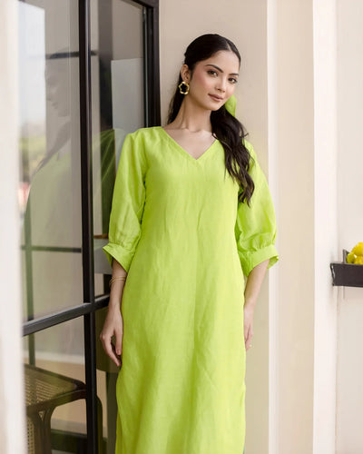 Lush Green Solid Cotton Coord Set