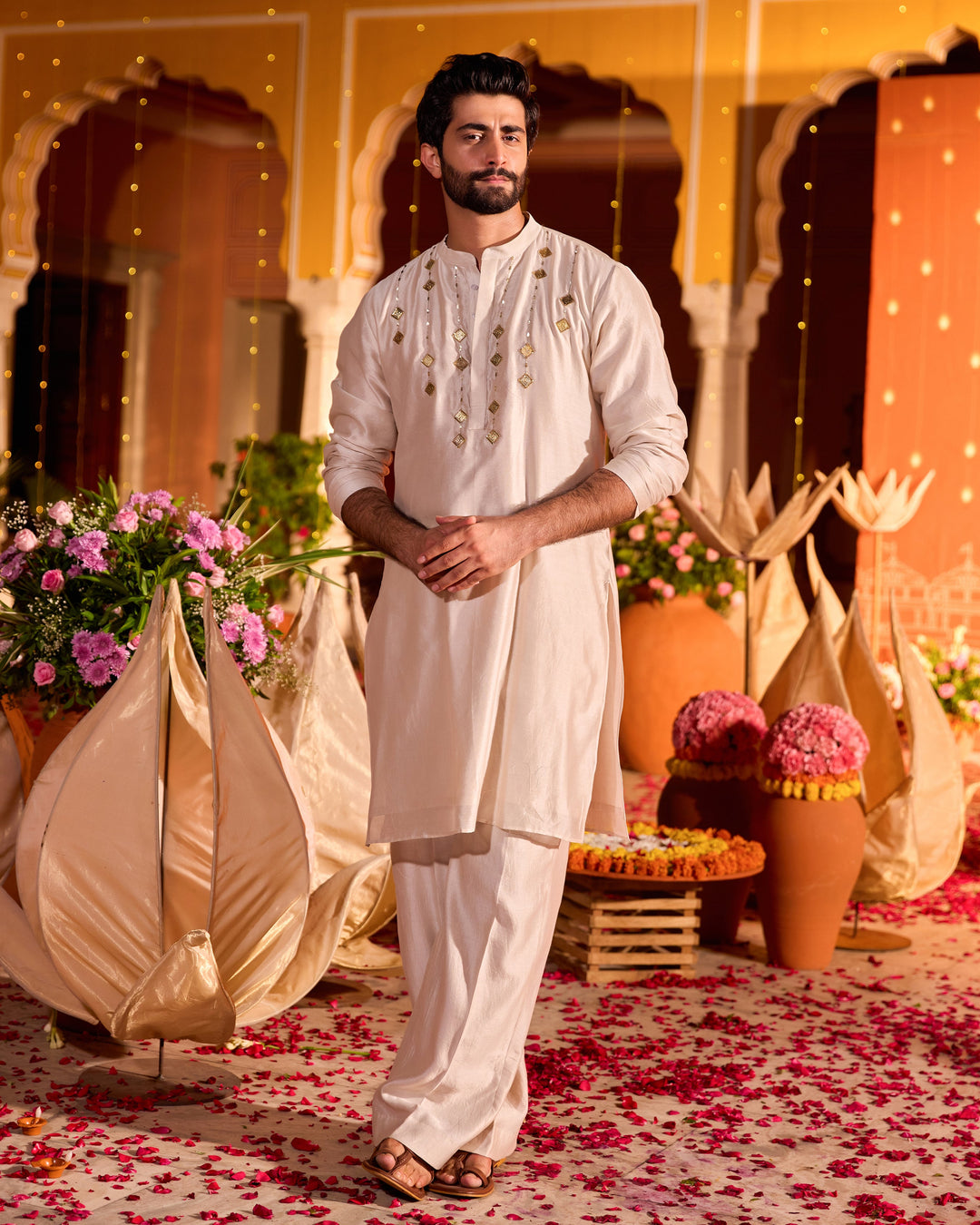 Mukund Grey Chanderi Embroidered Kurta