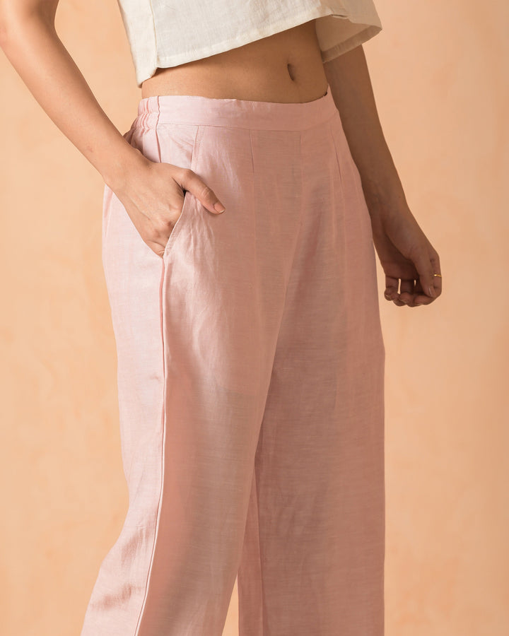 Veyra Pink Flex Solid Straight Pants