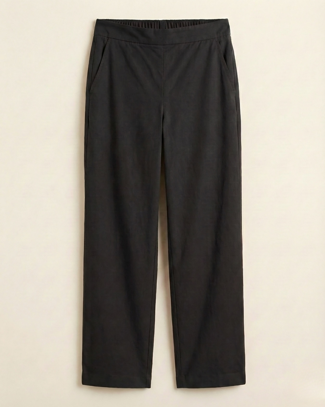 Soni Black Cotton Straight Pants