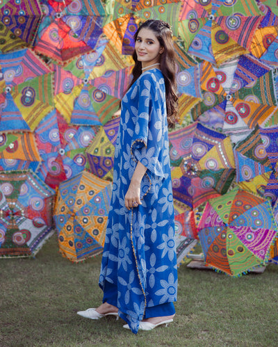 Diksha Blue Bandhani Chinon Kurta Set