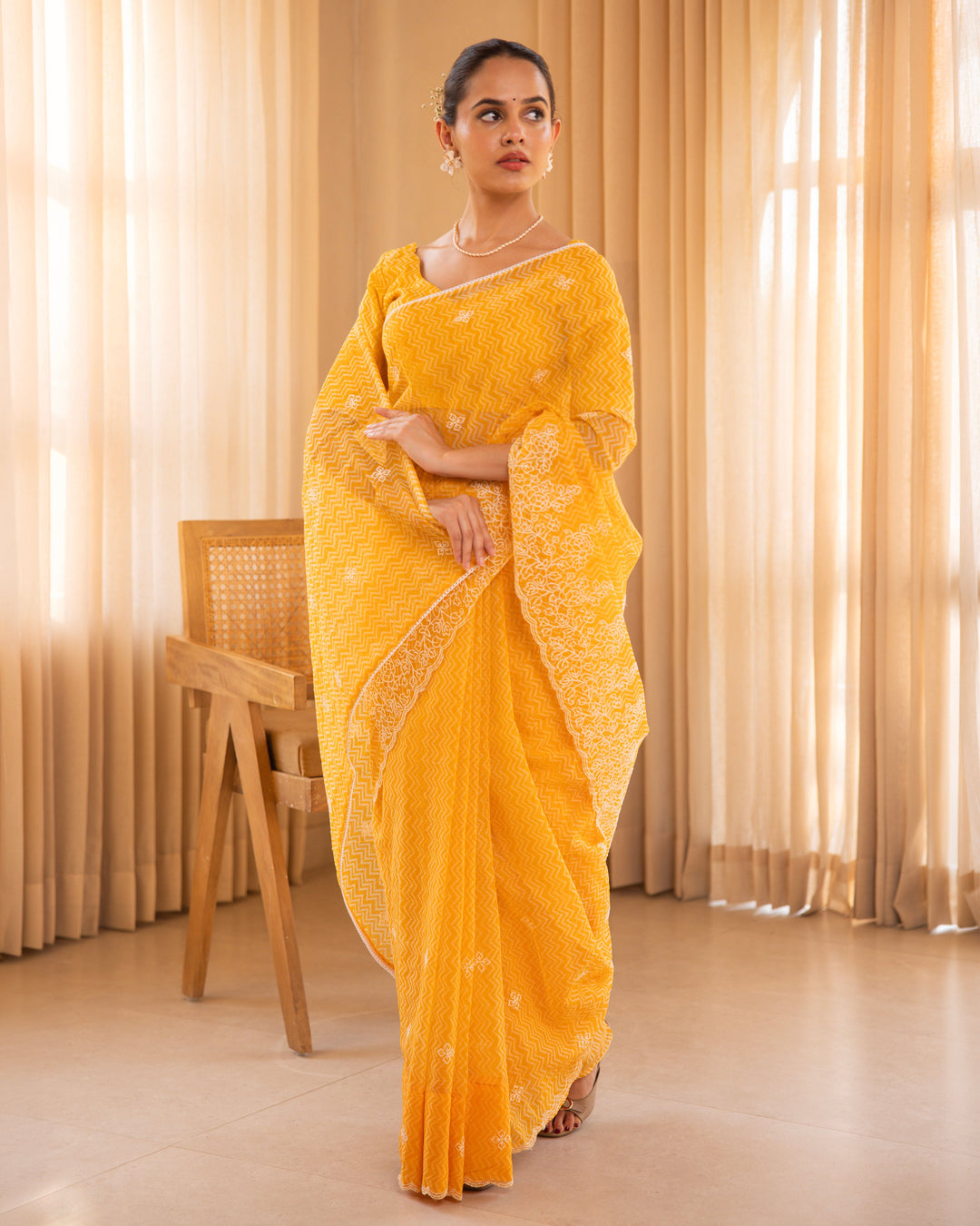 Rangini Yellow Doria Embroidered Saree