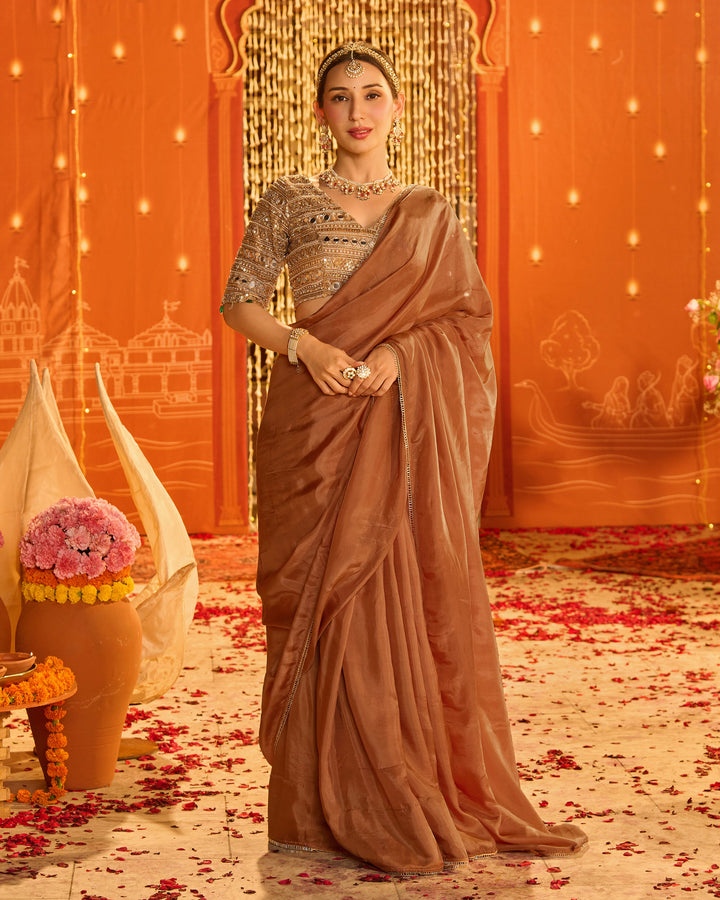 Lakshmika Brown Silk Saree