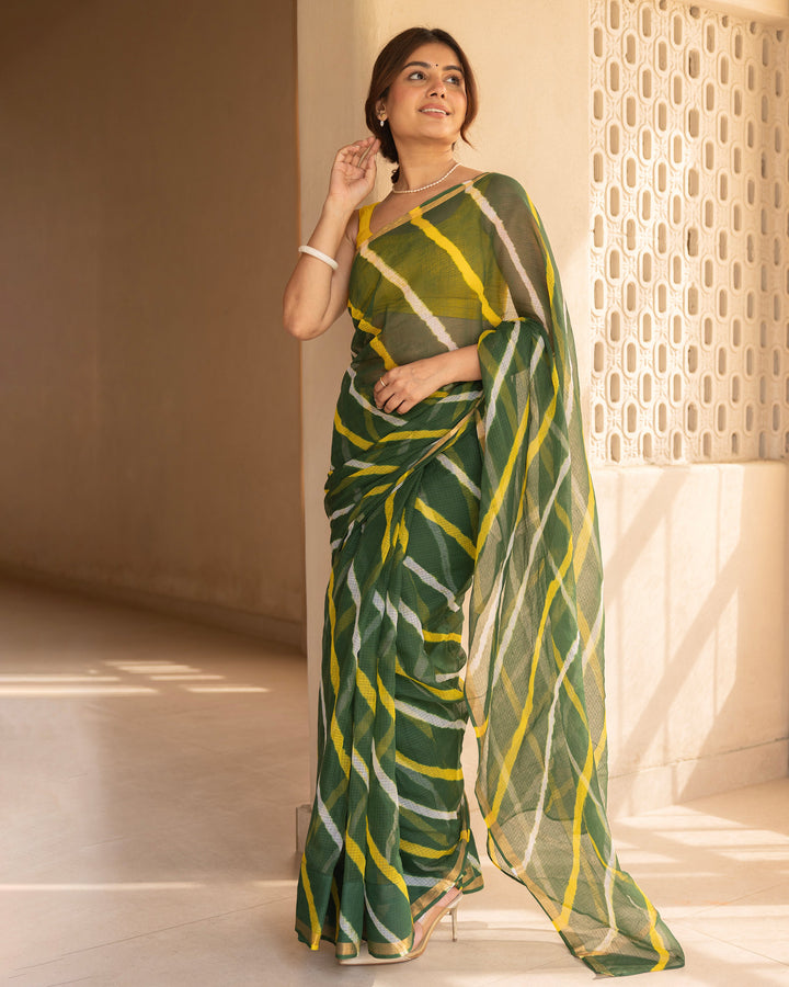 Zarika Green Doria Leheriya Saree