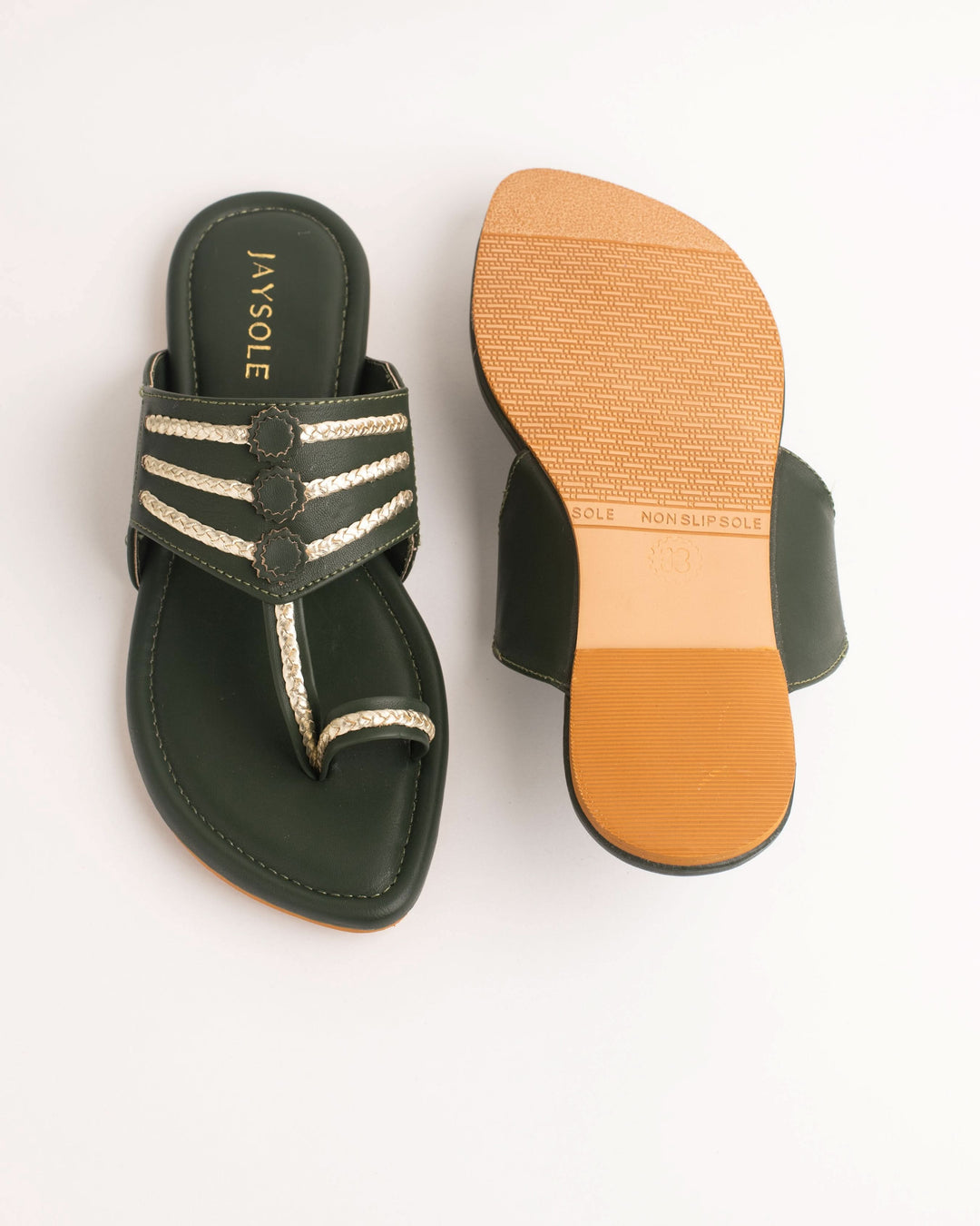 Jalsa Olive Green Kolha Flats 
