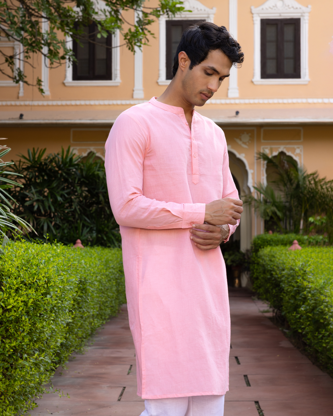 Tanishq Peach Solid Cotton Flex Kurta
