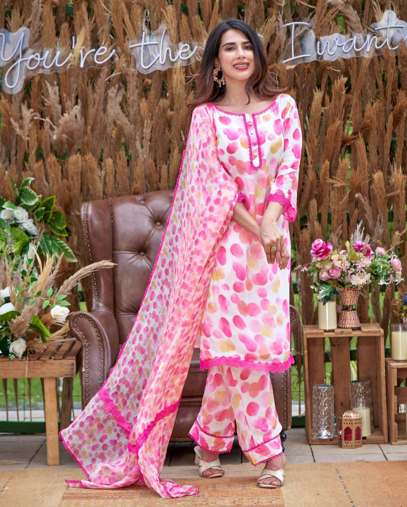 Riddhi White Printed Silk Suit Set