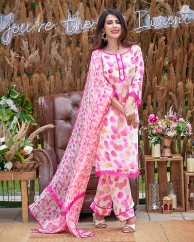 Riddhi White Printed Silk Suit Set