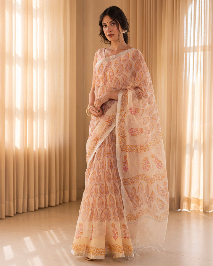 Mishri Cream Doria Printed Saree