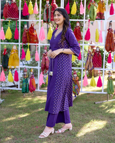 Kavya Purple Bandhani Cotton Kurta Set